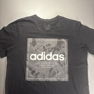 Adidas Men's Medium Camo‑Graphic Logo T‑Shirt – Crewneck, 100% Cotton, Black